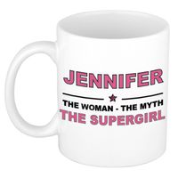 Naam cadeau mok/ beker Jennifer The woman, The myth the supergirl 300 ml - Naam mokken - thumbnail