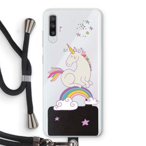 Regenboog eenhoorn: Samsung Galaxy A70 Transparant Hoesje met koord
