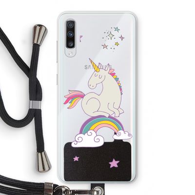 Regenboog eenhoorn: Samsung Galaxy A70 Transparant Hoesje met koord