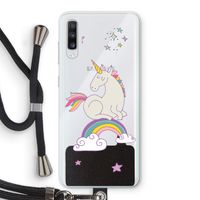 Regenboog eenhoorn: Samsung Galaxy A70 Transparant Hoesje met koord