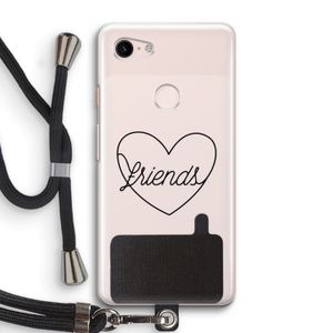 Friends heart black: Pixel 3 Transparant Hoesje met koord
