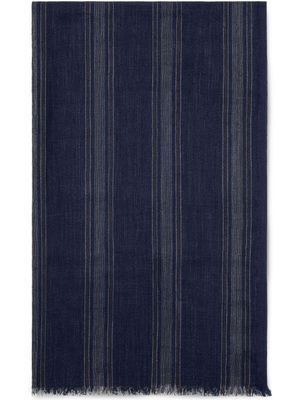 Brunello Cucinelli foulard en soie mélangée à rayures - Bleu
