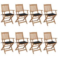 Tuinstoelen 8 st inklapbaar met kussens massief acaciahout