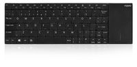 Rapoo E2710 Draadloos multimedia toetsenbord met touchpad Toetsenbord Zwart