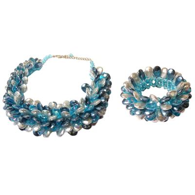 Statement Ketting en Armband Multiparel Druppel Turquoise Set