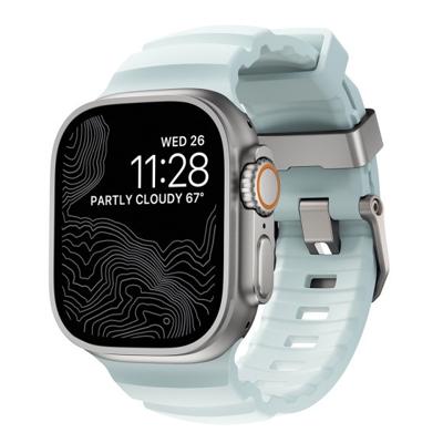 Nomad Rocky Point Band Apple Watch Ultra 46mm / 49mm Icy Blue Glow Connector Black