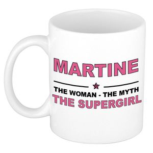 Naam cadeau mok/ beker Martine The woman, The myth the supergirl 300 ml - Naam mokken