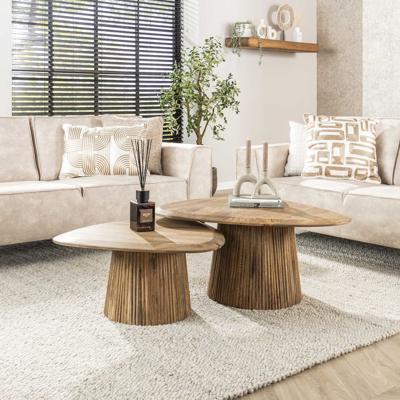 LifestyleFurn Organische Salontafel 'Sharmila' Mangohout, Set van 2 stuks
