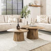 LifestyleFurn Organische Salontafel 'Sharmila' Mangohout, Set van 2 stuks LifestyleFurn Organische Salontafel 'Sharmila' Mangohout, Set van 2 stuks