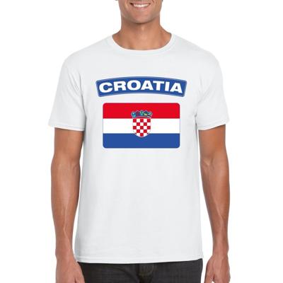 Kroatie supporters t-shirt - met vlag print - wit - voor heren - landen - kleding