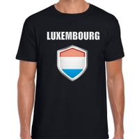 Luxemburg landen supporter t-shirt met Luxemburgse vlag schild zwart heren - thumbnail