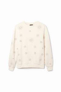 Sweatshirt met geometrische borduursels - WHITE - XXL