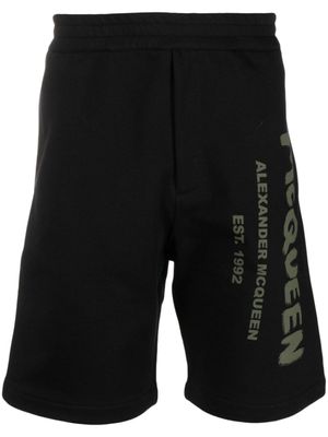 Alexander McQueen short en coton à logo imprimé - Noir