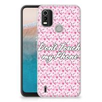 Nokia C21 Plus Silicone-hoesje Flowers Pink DTMP - thumbnail