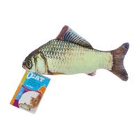 Kattenspeeltje - vis - knuffel - 19 cm - grijs - karper - katten speelgoed