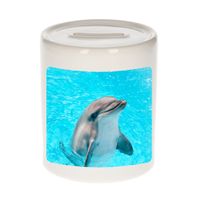 Dieren foto spaarpot dolfijn 9 cm - dolfijnen spaarpotten jongens en meisjes - thumbnail
