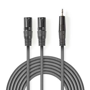XLR-Audiokabel | 2x XLR 3-pins male - 3,5 mm male | 3,0 m | Grijs