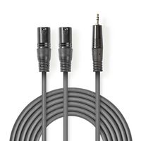 XLR-Audiokabel | 2x XLR 3-pins male - 3,5 mm male | 3,0 m | Grijs - thumbnail