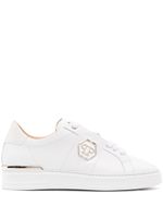 Philipp Plein baskets en cuir à plaque logo - Blanc