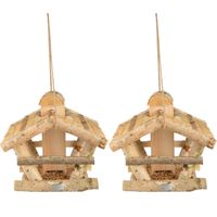 2x stuks vogelhuisje/voedersilo hout 30 cm