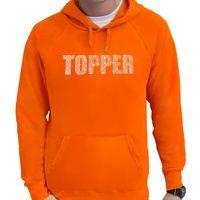 Glitter foute trui hoodie oranje Topper glitter steentjes voor heren - Capuchon trui 2XL  -