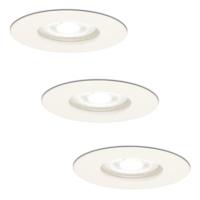 Set van 3 Bari LED inbouwspot - 4 Watt 345 Lumen - 6500K daglicht wit - GU10 - Dimbaar - Rond - IP64 Waterdicht - Wit - Voor binnen, buiten en badkamer