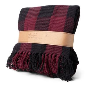 Recycled Cotton Plaid Geruit Bordeaux 130x180 cm