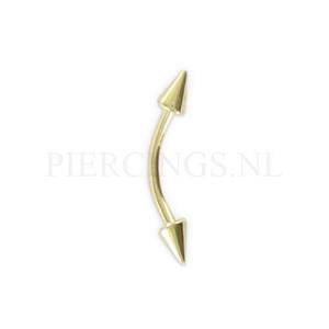 Banana 1.2 mm 10 mm goud 14 karaat spike