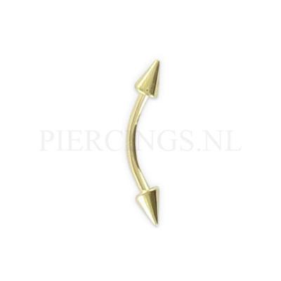 Banana 1.2 mm 10 mm goud 14 karaat spike