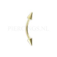 Banana 1.2 mm 10 mm goud 14 karaat spike