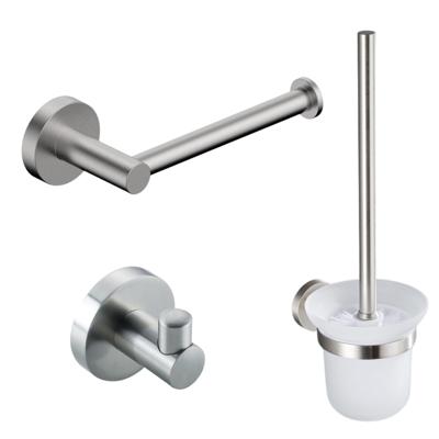 Fortifura Calvi Toiletset - toiletborstelhouder - open - handdoekhaak - toiletrolhouder - zonder klep - geborsteld RVS SW639927/SW639930/SW639931