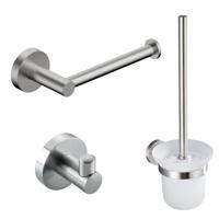 Fortifura Calvi Toiletset - toiletborstelhouder - open - handdoekhaak - toiletrolhouder - zonder klep - geborsteld RVS SW639927/SW639930/SW639931