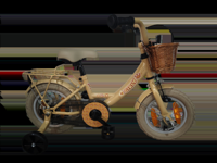 Bikefun Kinderfiets girly 12 inch - met mandje, zijwieltjes en remnaaf - goud