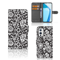 OnePlus 9 Hoesje Black Flowers - thumbnail