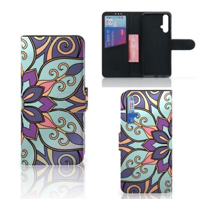 Honor 20 Hoesje Purple Flower | Portemonnee hoesje