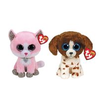Ty - Knuffel - Beanie Boo's - Fiona Pink Cat & Muddles Dog - thumbnail