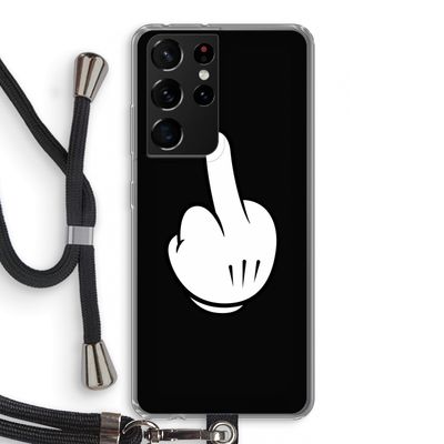 Middle finger black: Samsung Galaxy S21 Ultra Transparant Hoesje met koord