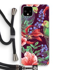 Papegaaien: Pixel 4 XL Transparant Hoesje met koord