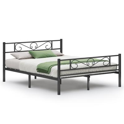 Metalen bedframe met opbergruimte onder het bed, Zwart / 160 x 200 cm