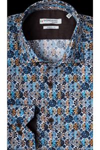 Giordano Maggiore Modern Fit Overhemd blauw, Motief