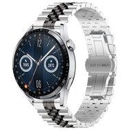 Stalen band - Zilver / zwart - Huawei Watch GT 5 (Pro) / GT 4 / GT 3 / GT 2 - 46mm