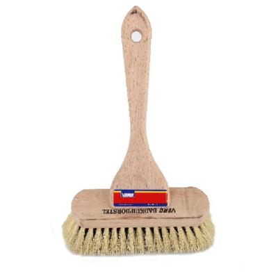 Schoonmaakborstel/schrobborstel - reinigingsborstel - met steel - hout - 14 cm