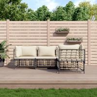 4-delige Loungeset met kussens poly rattan antracietkleurig