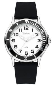 Garonne KQ10Q465 kinderhorloge staal/siliconen zilverkleurig-zwart 35 mm
