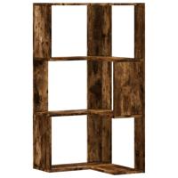 Boekenkast 3-laags hoek 50x50x102 cm bewerkt hout gerookt eiken - thumbnail