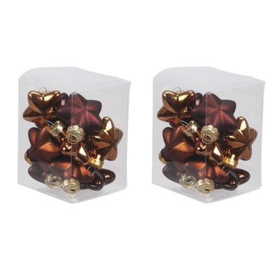 24x stuks glazen sterren kersthangers mahonie bruin 4 cm mat/glans