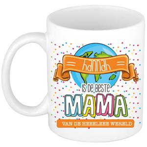 Naam mok mama Hannah - wit - de beste - keramiek - 300 ml - Moederdag/verjaardag