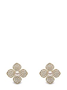 Yoko London boucles d'oreilles Petal en or 18ct serties de diamants et de perles