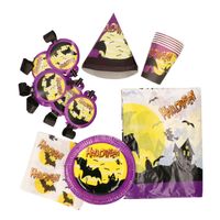 Halloween Thema feest papieren party set - vleermuis - 31 delig - 6 personen - wegwerp servies