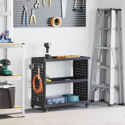 Gereedschapswagen met plank met wiel met opslag Antraciet 75 x 35 x 73 cm Metaal